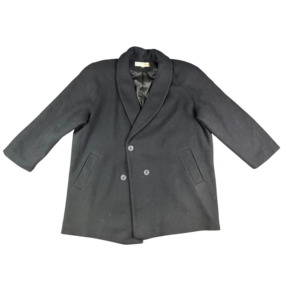 Kathryn Deene New York Black Wool Blend Double Breasted Shawl Collar Coat USA
